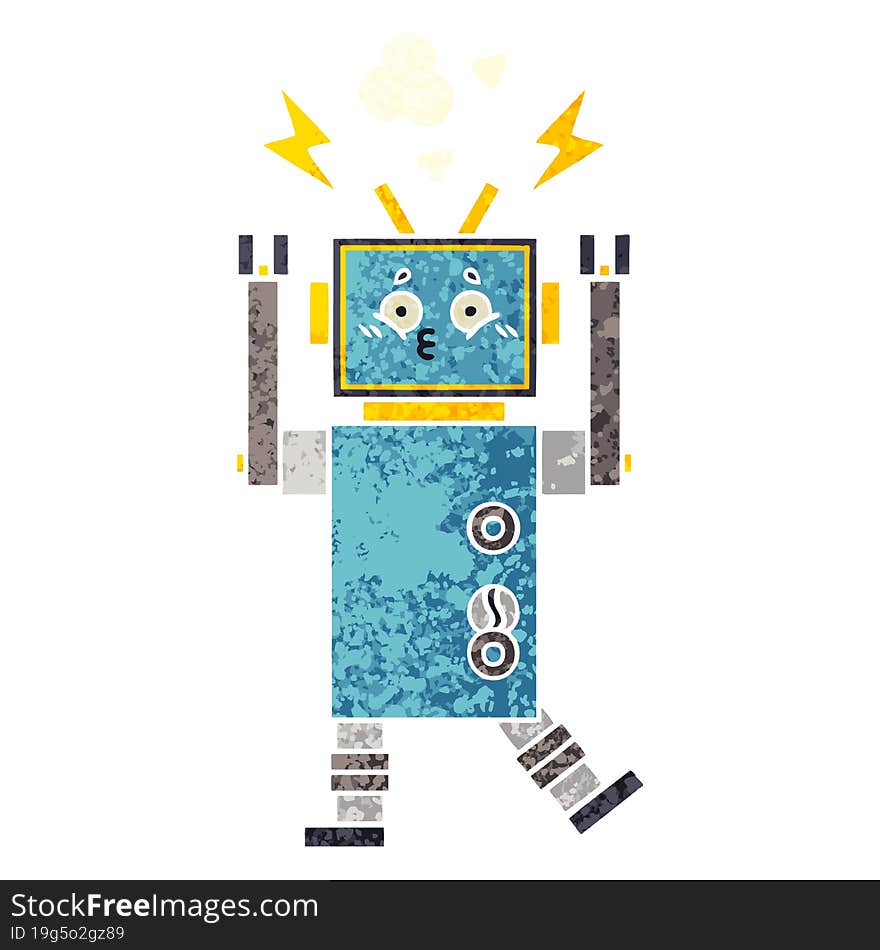 Retro Illustration Style Cartoon Robot