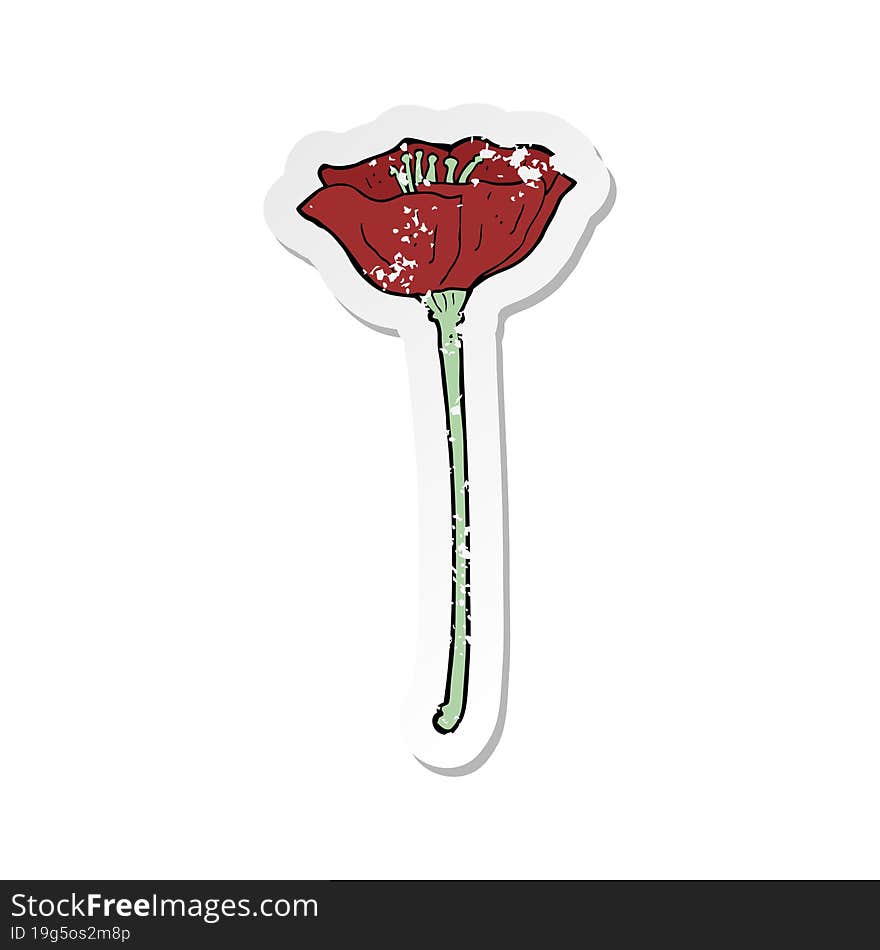 retro distressed sticker of a cartoon poppy