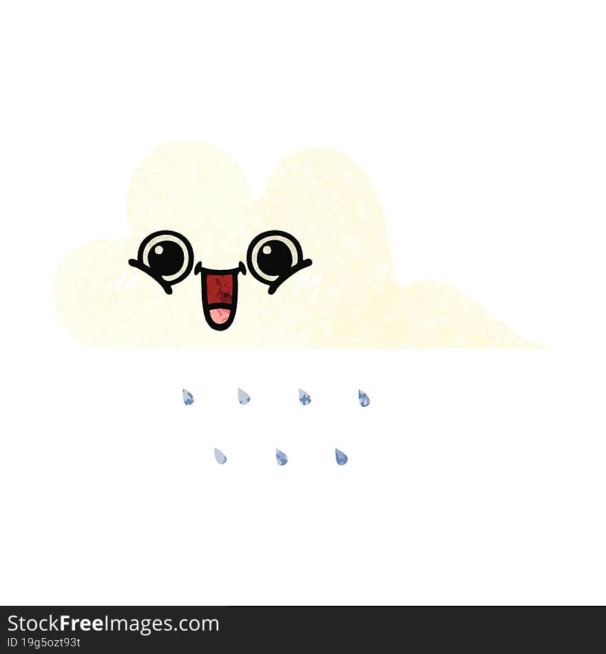 retro illustration style cartoon of a rain cloud