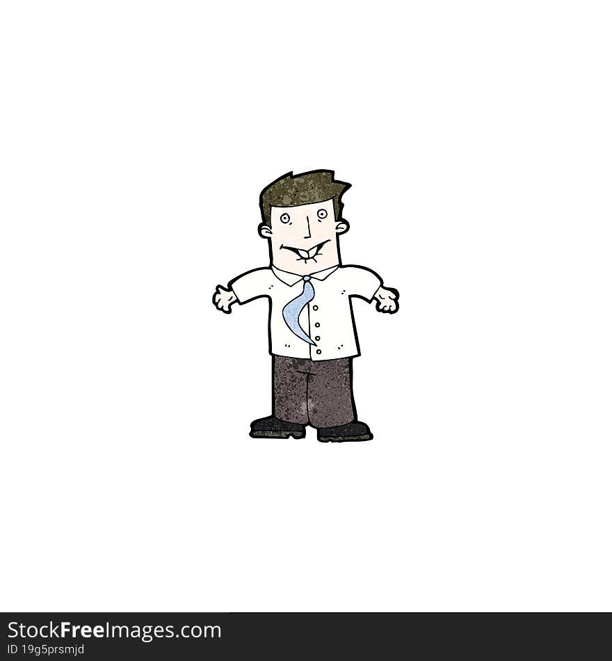 cartoon businessman shrugging shoulders