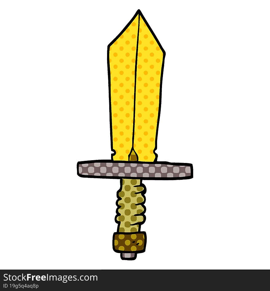 Cartoon Doodle Of An Old Bronze Sword