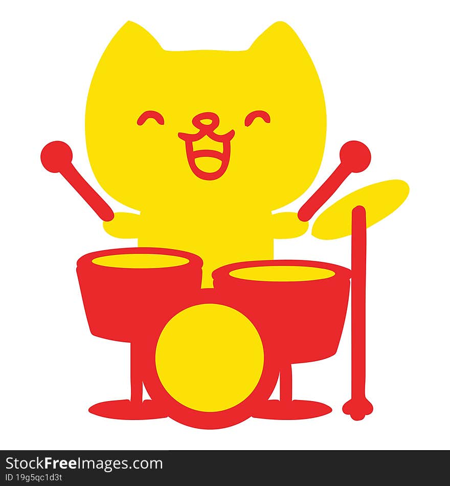 cartoon cat playing drums