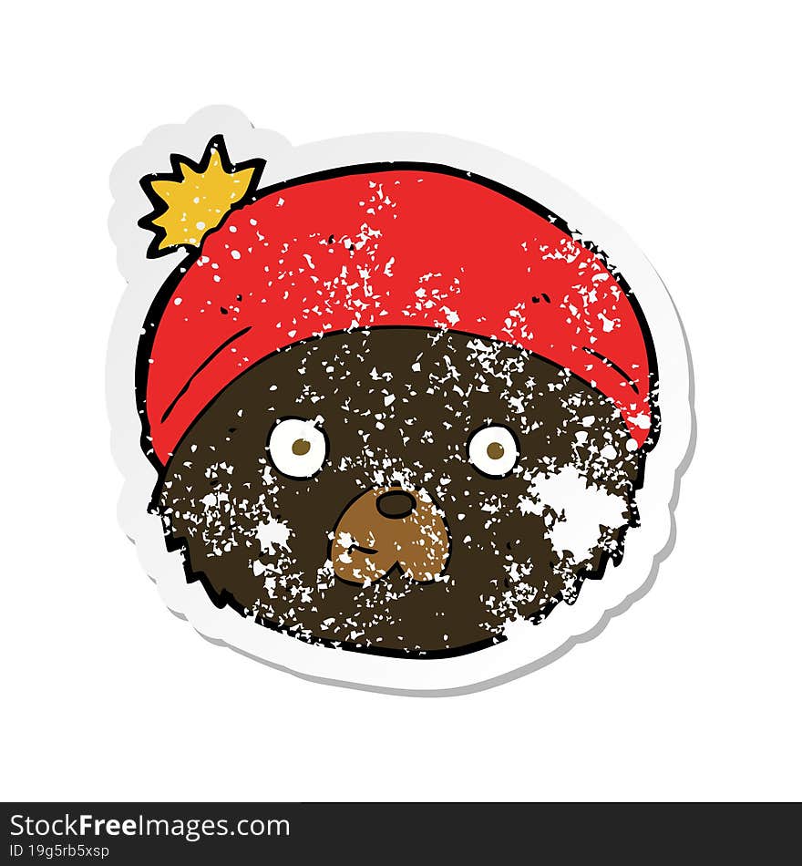 Retro Distressed Sticker Of A Cartoon Teddy Bear Face