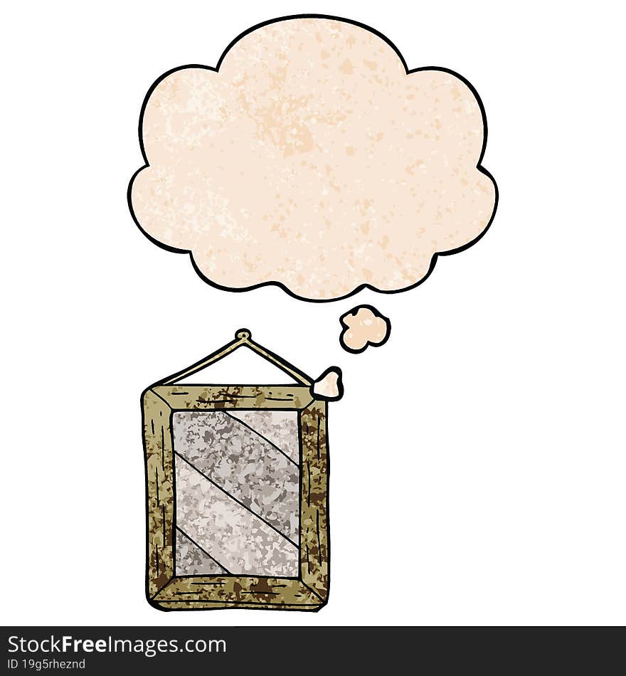 cartoon mirror with thought bubble in grunge texture style. cartoon mirror with thought bubble in grunge texture style