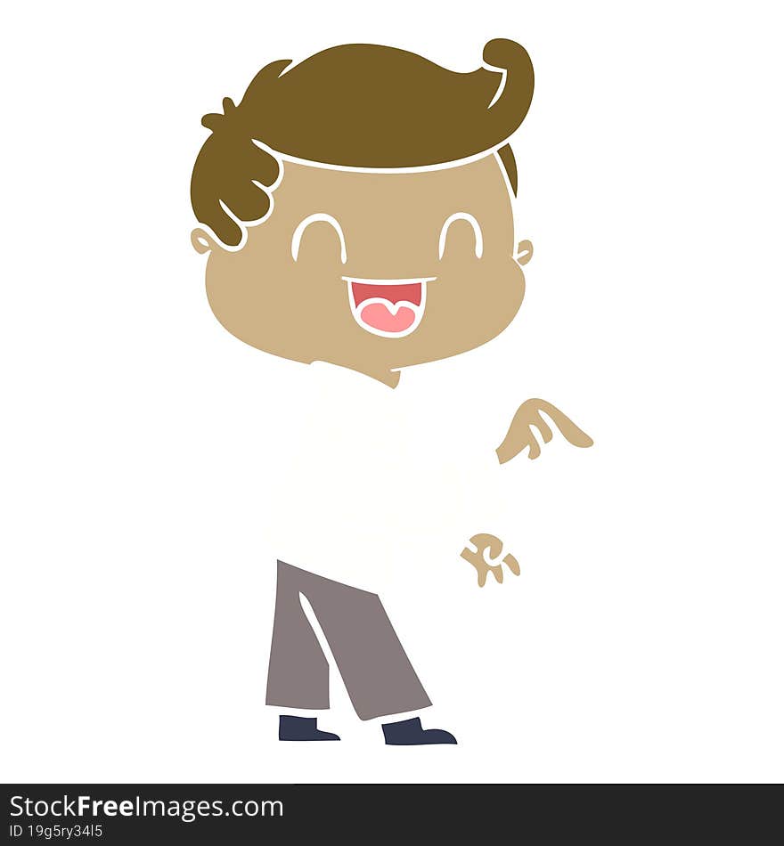 flat color style cartoon happy man pointing