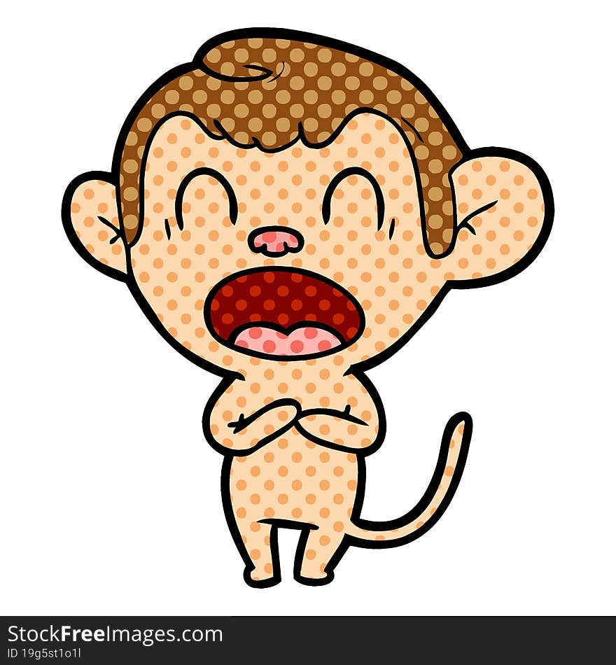 yawning cartoon monkey. yawning cartoon monkey