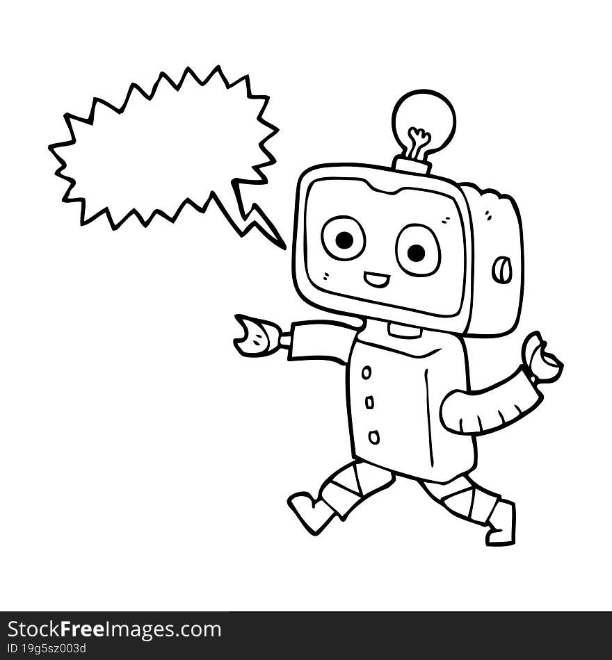 speech bubble cartoon little robot