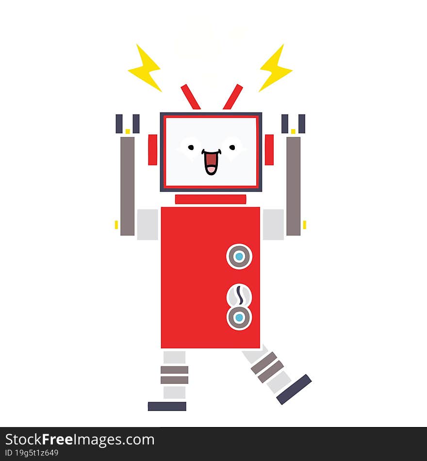 flat color retro cartoon of a robot