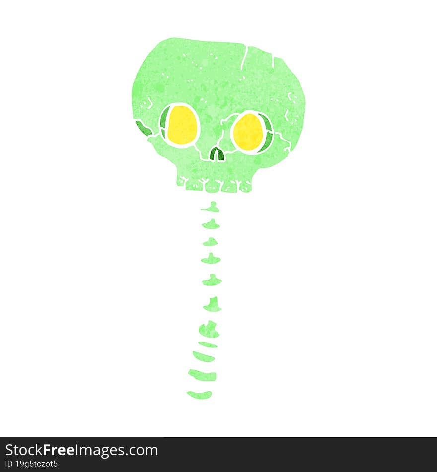 cartoon spooky skull and spine