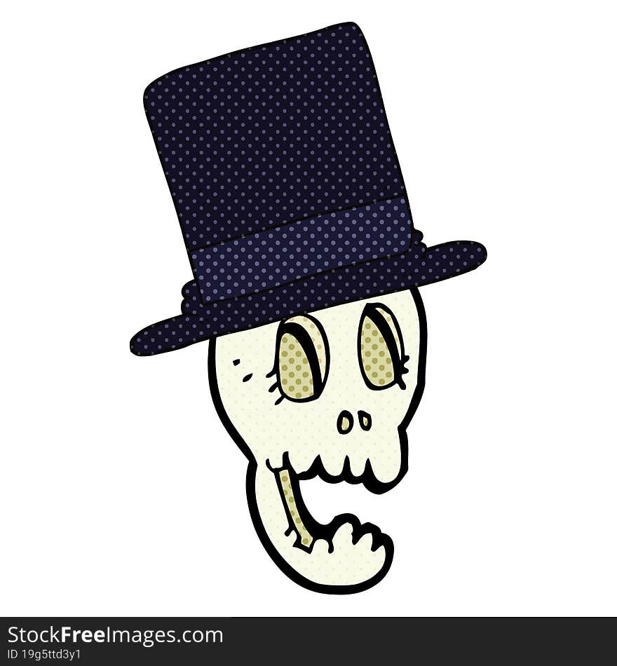 Cartoon Skull Wearing Top Hat