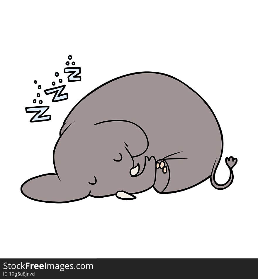 cartoon sleeping elephant. cartoon sleeping elephant