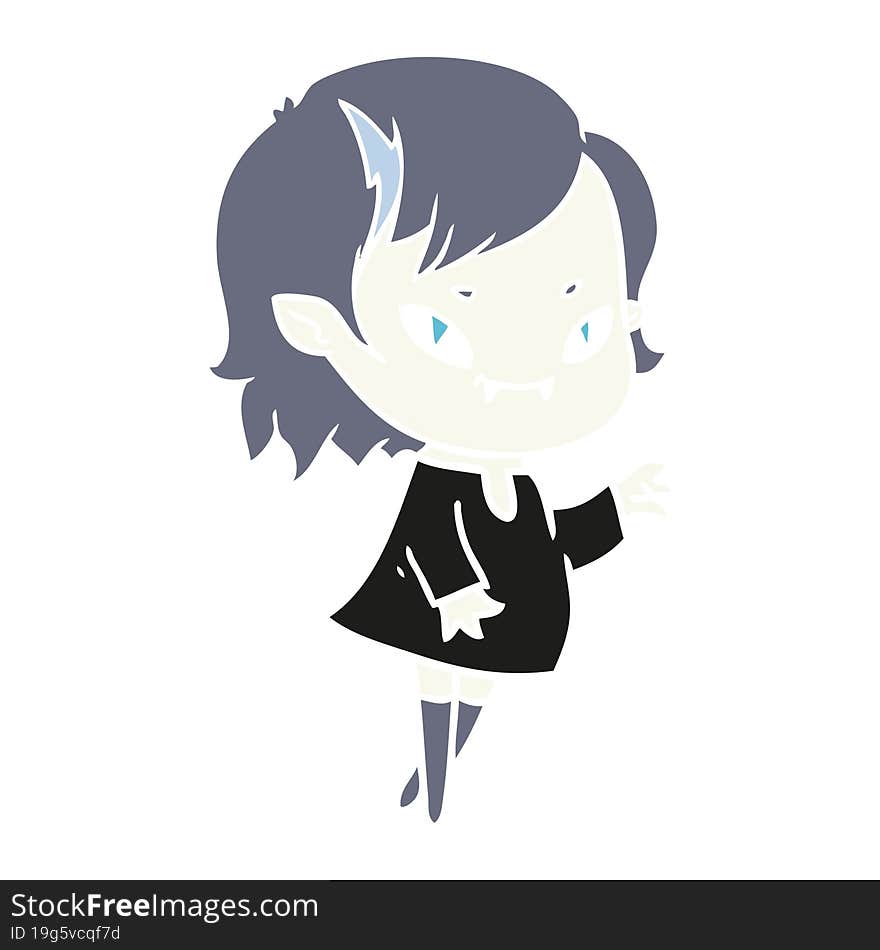 flat color style cartoon friendly vampire girl