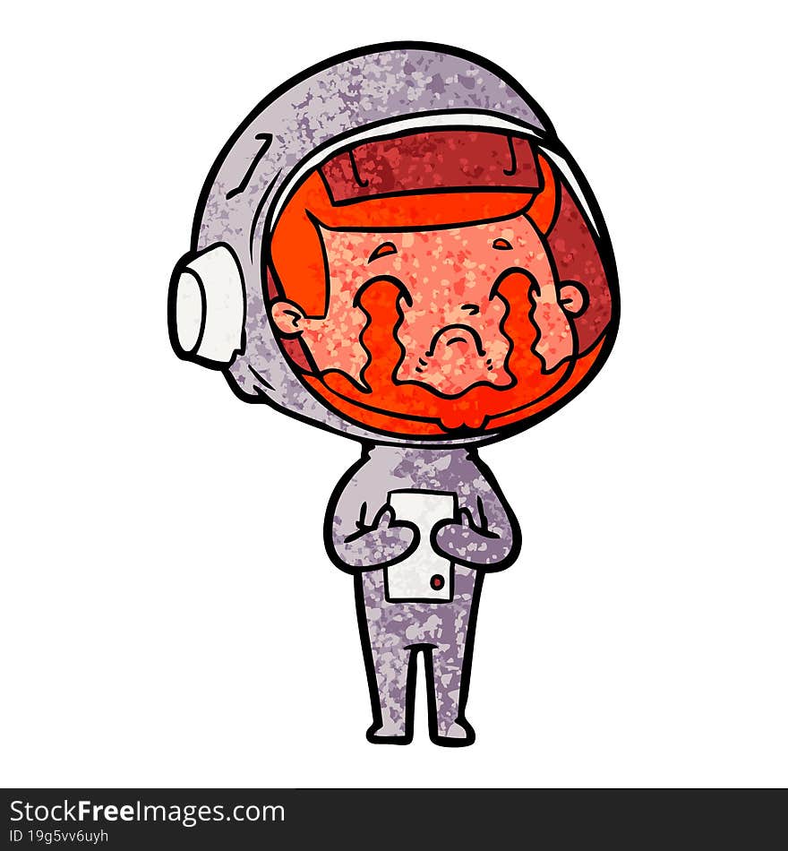 cartoon crying astronaut. cartoon crying astronaut