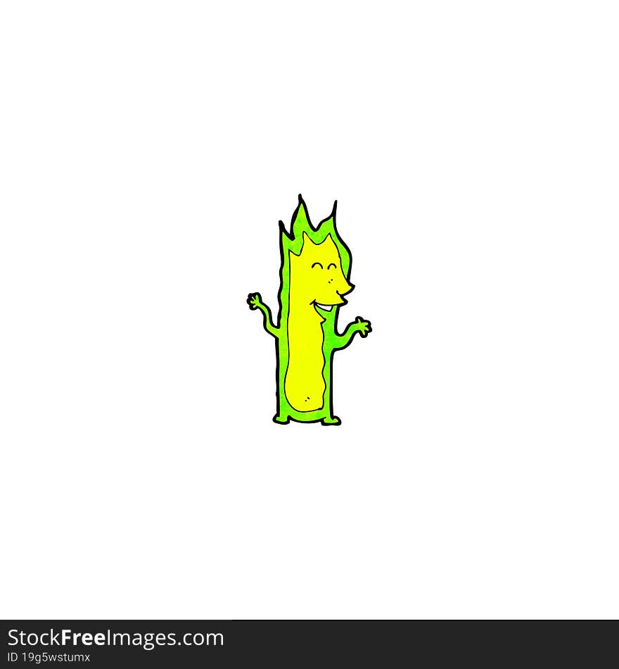 cartoon green fire spirit