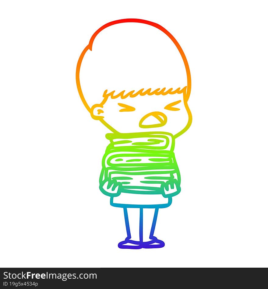 rainbow gradient line drawing cartoon stressed man