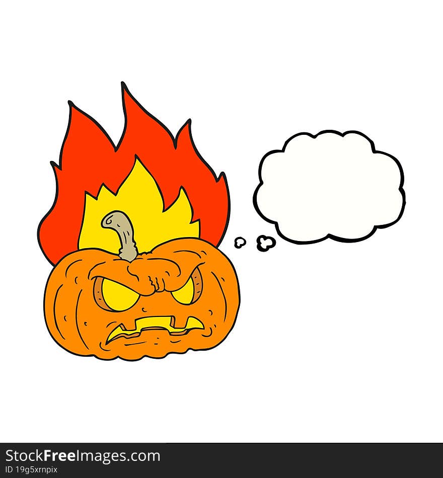 freehand drawn thought bubble cartoon halloween pumpkin