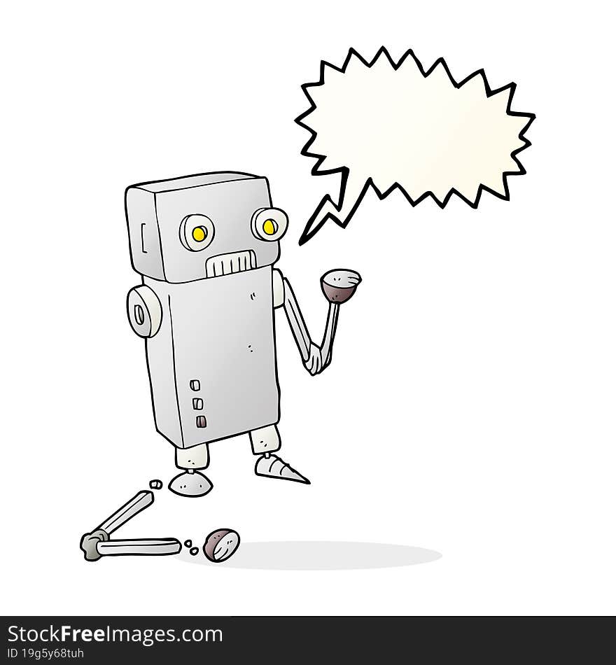 Speech Bubble Cartoon Broken Robot