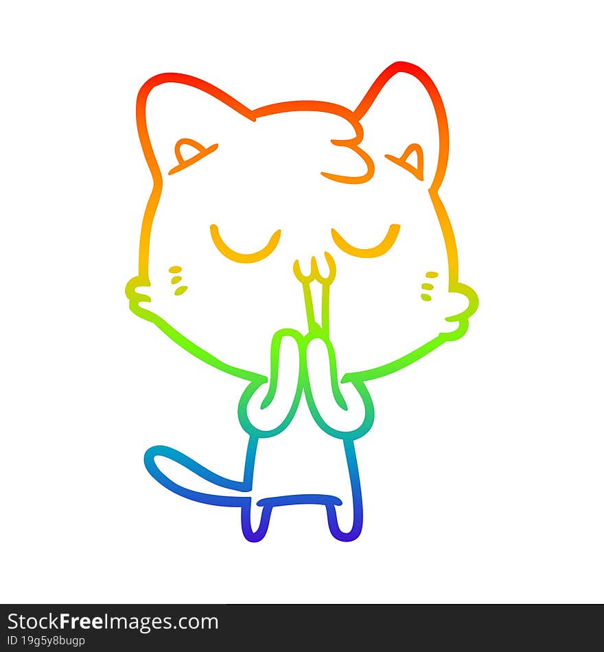 rainbow gradient line drawing cartoon cat singing