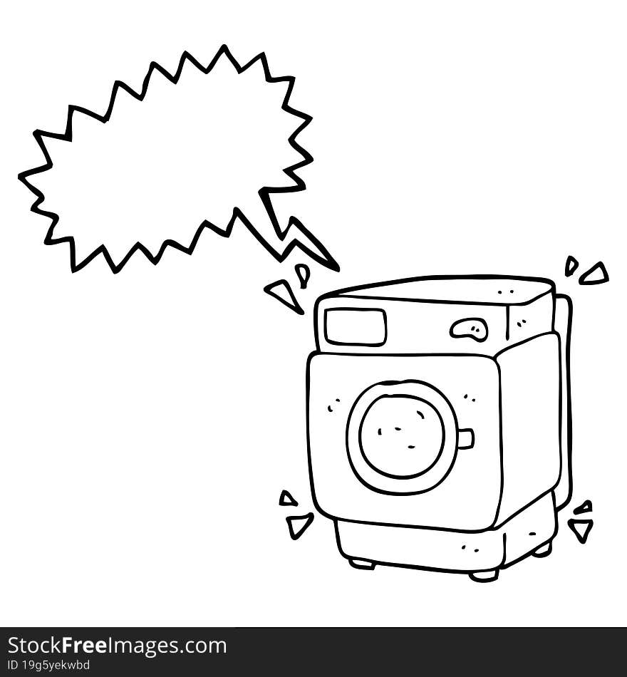 speech bubble cartoon rumbling washing machine