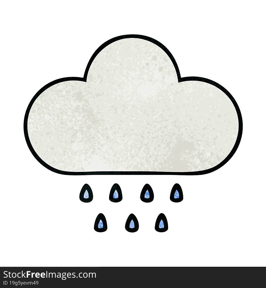 retro grunge texture cartoon of a rain cloud