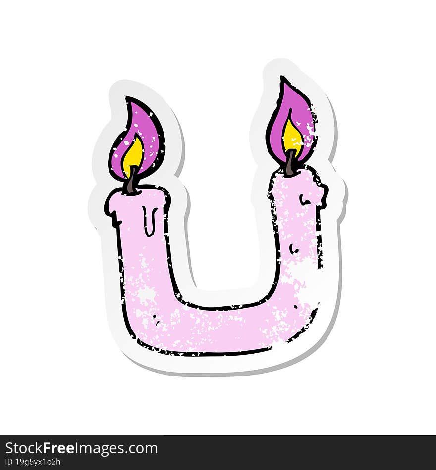 retro distressed sticker of a burning the candle at both ends cartoon