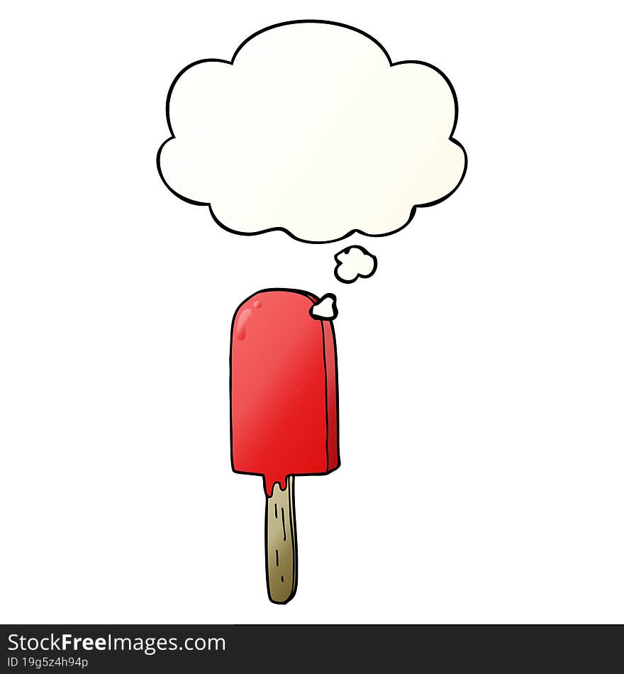 cartoon lollipop and thought bubble in smooth gradient style