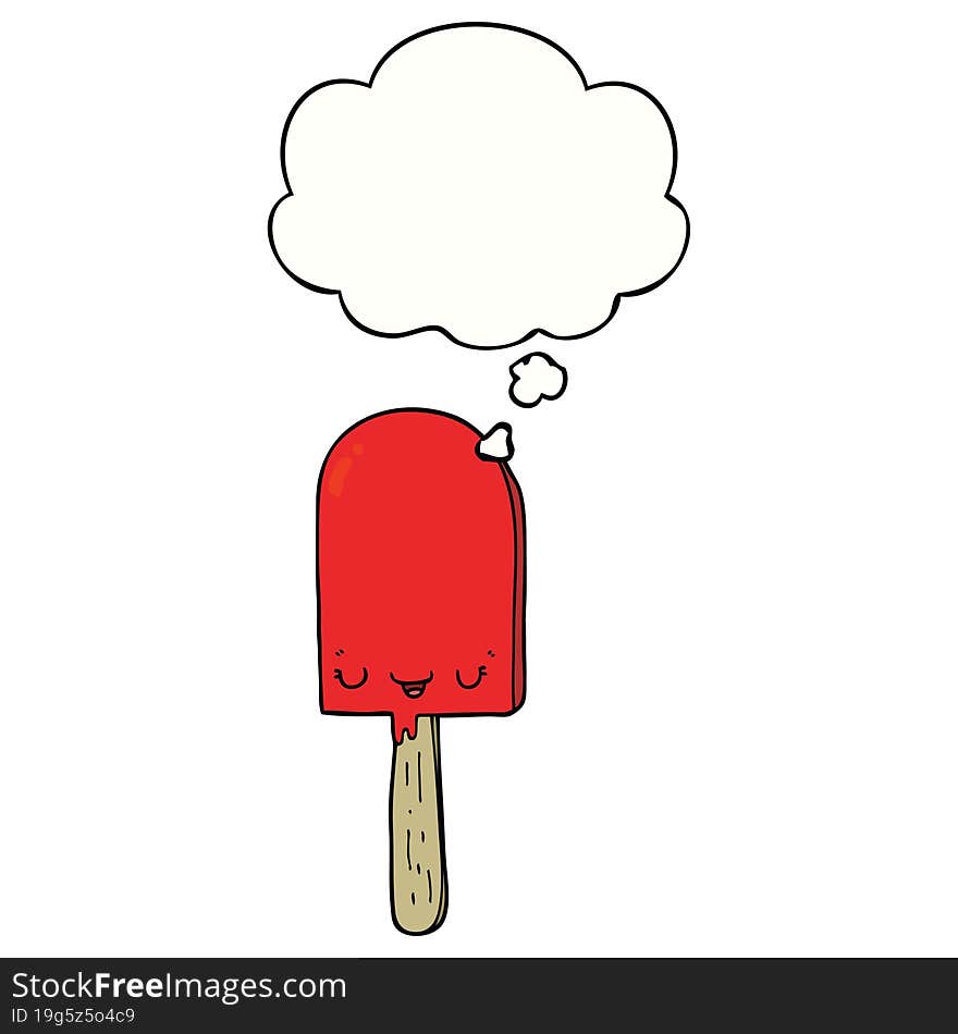 cartoon ice lolly with thought bubble. cartoon ice lolly with thought bubble