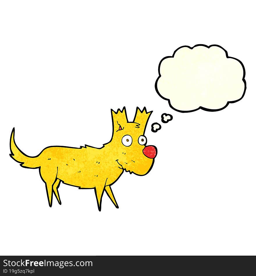 Cartoon Cute Little Dog With Thought Bubble