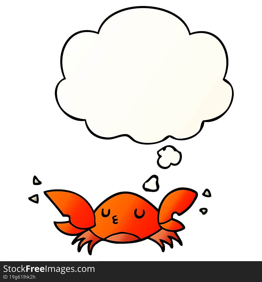 cartoon crab and thought bubble in smooth gradient style