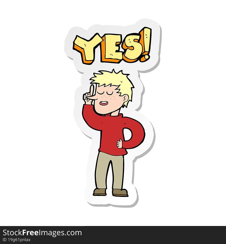 Sticker Of A Cartoon Man Saying Yes