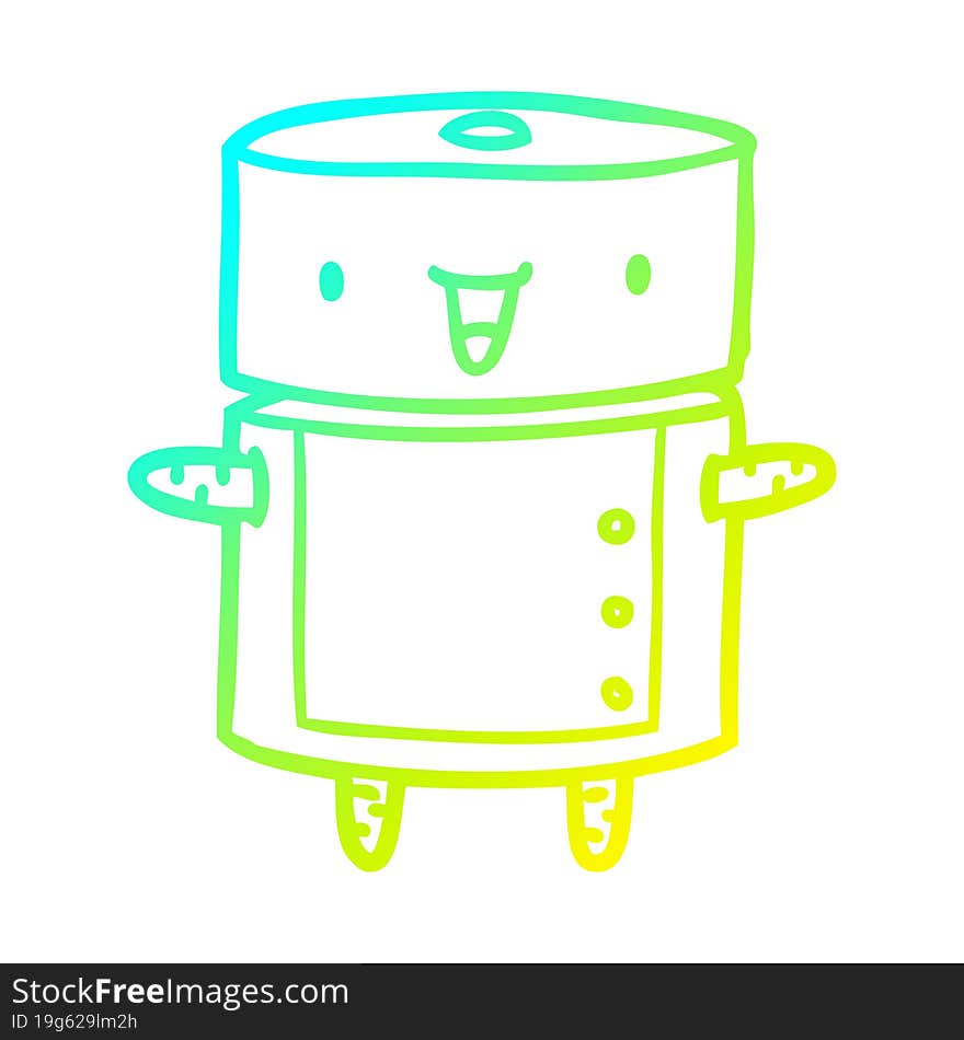 cold gradient line drawing cute robot