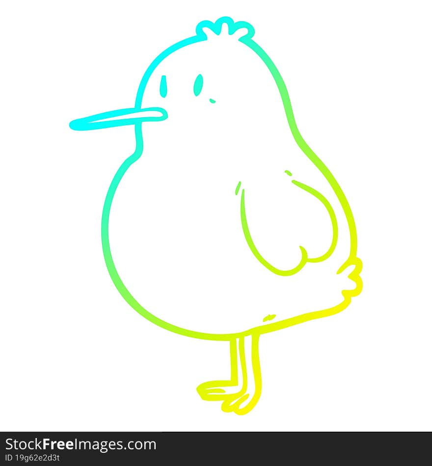 cold gradient line drawing of a cute kiwi bird