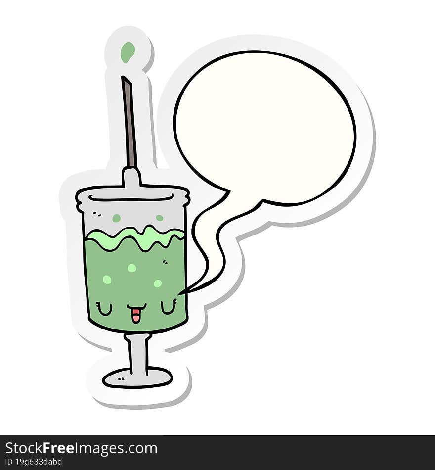 Cartoon Syringe And Speech Bubble Sticker