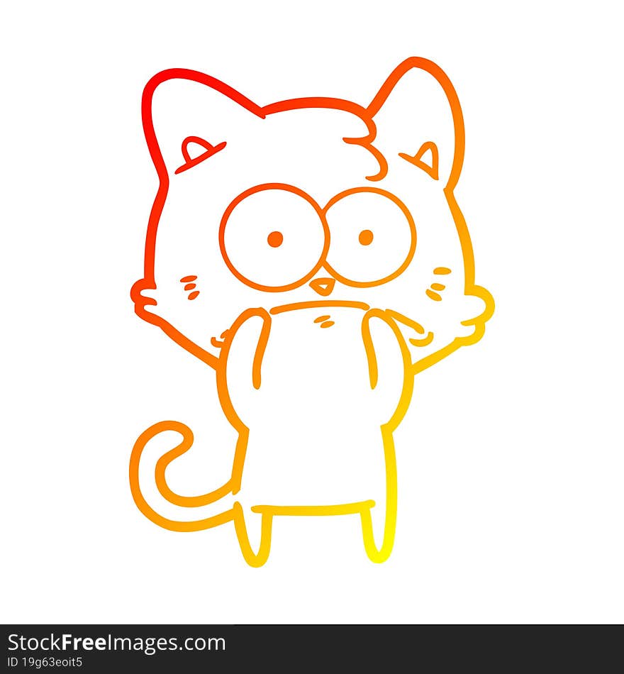 Warm Gradient Line Drawing Cartoon Nervous Cat