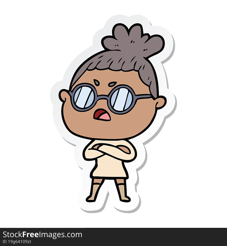 sticker of a cartoon annoyed woman