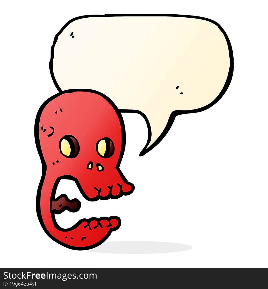 funny cartoon skull with speech bubble