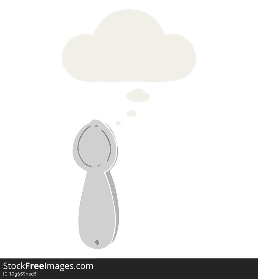 cartoon spoon and thought bubble in retro style