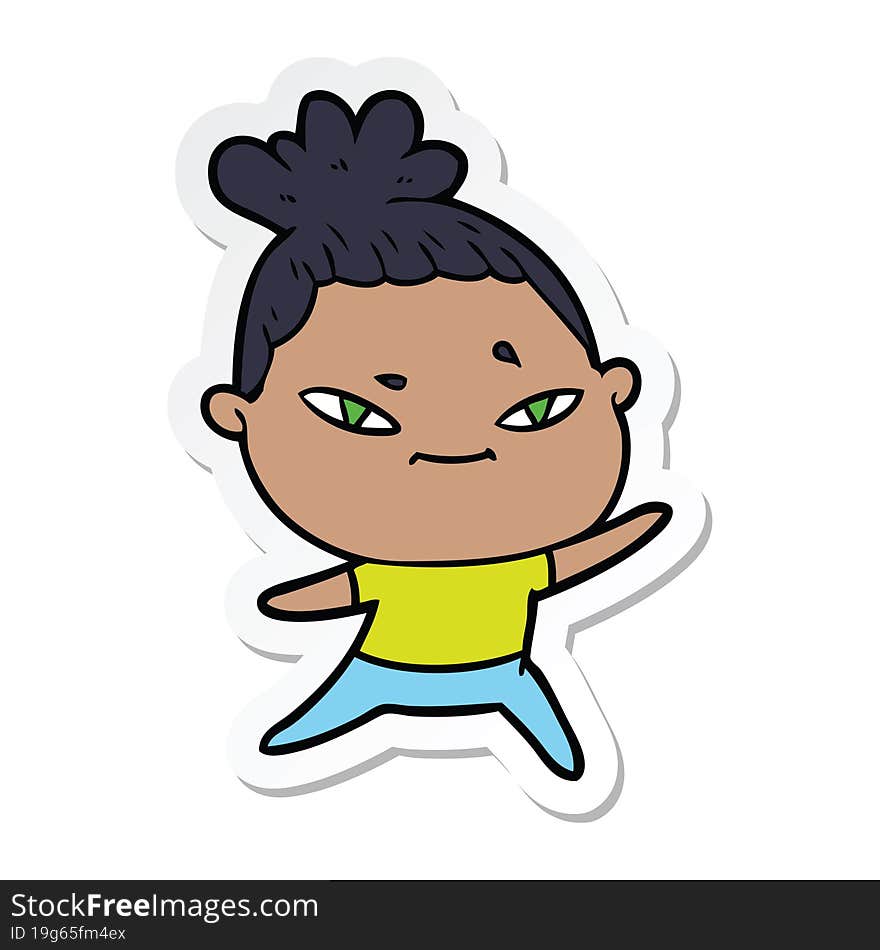 sticker of a cartoon woman