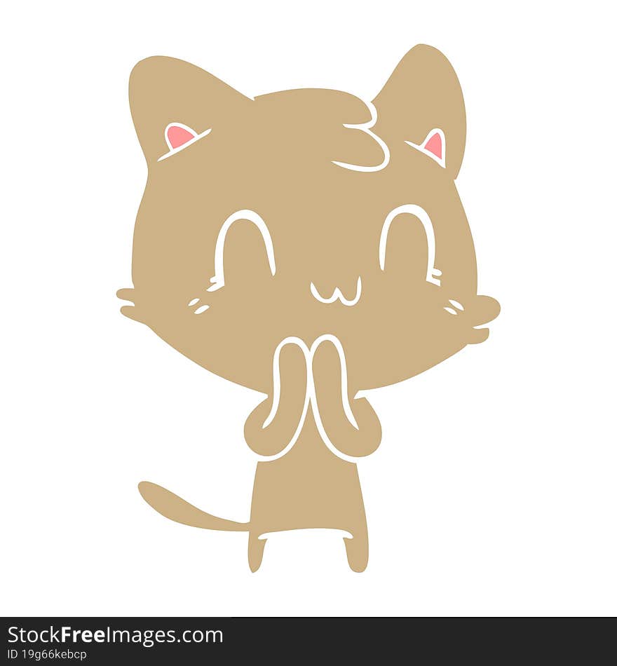 flat color style cartoon happy cat