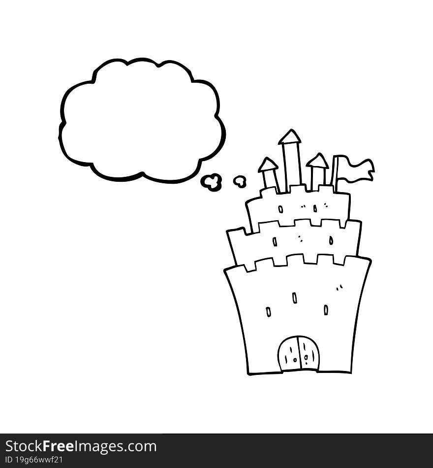 freehand drawn thought bubble cartoon castle