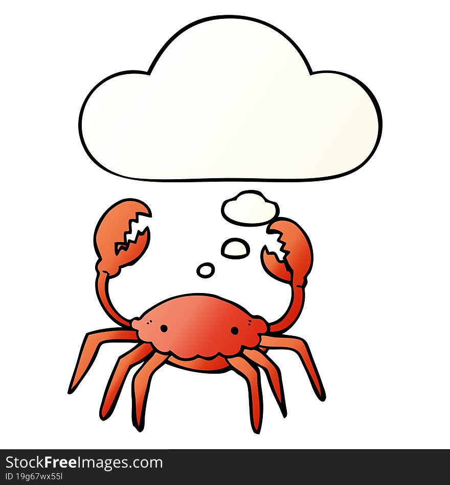 cartoon crab and thought bubble in smooth gradient style