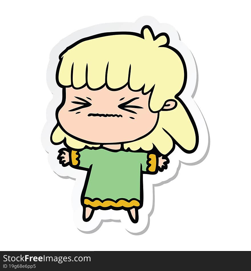 sticker of a cartoon woman