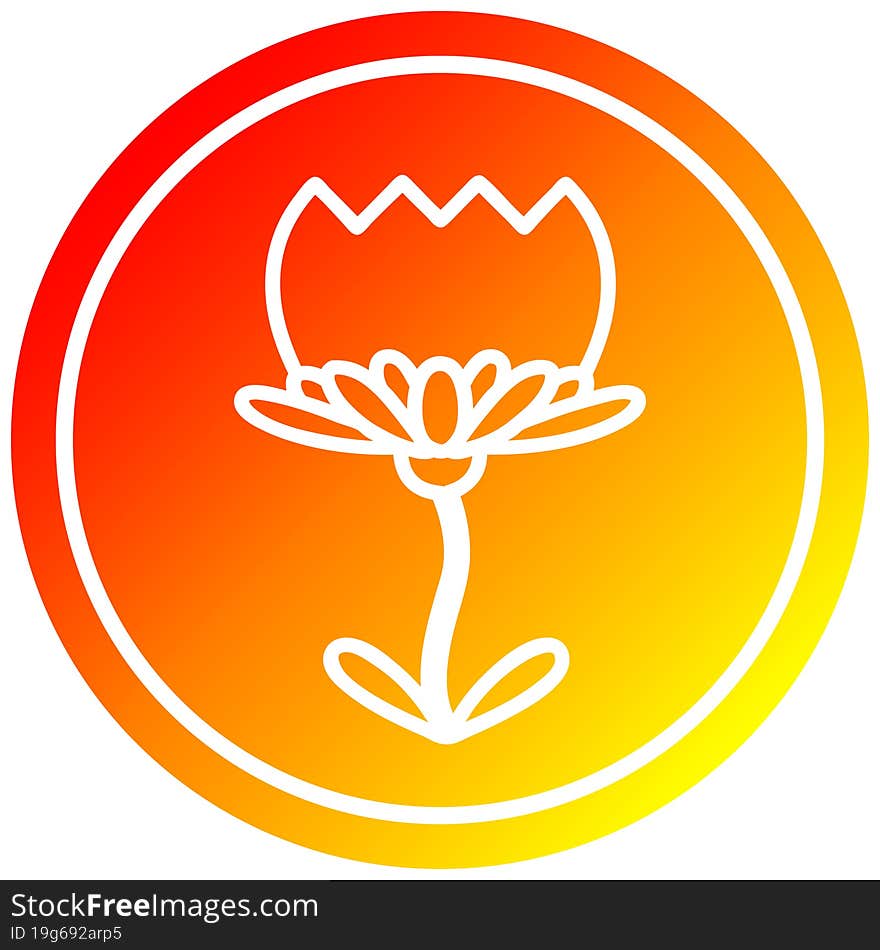 lotus flower circular icon with warm gradient finish. lotus flower circular icon with warm gradient finish