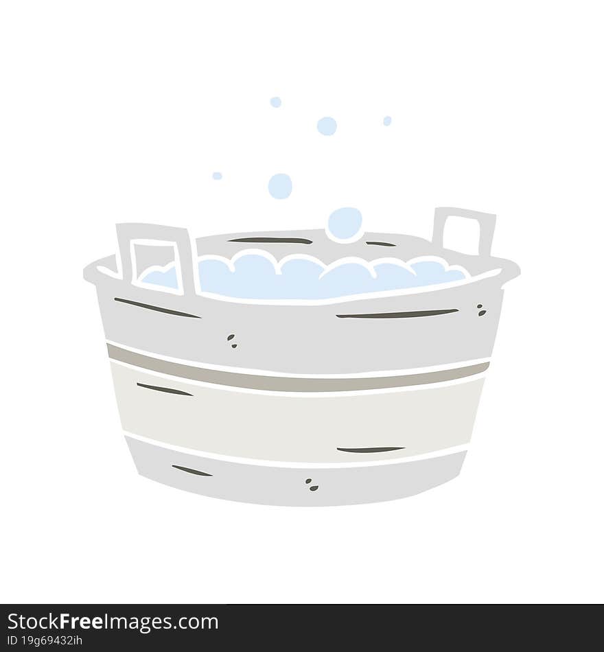 Flat Color Style Cartoon Old Tin Bath Full Of Water