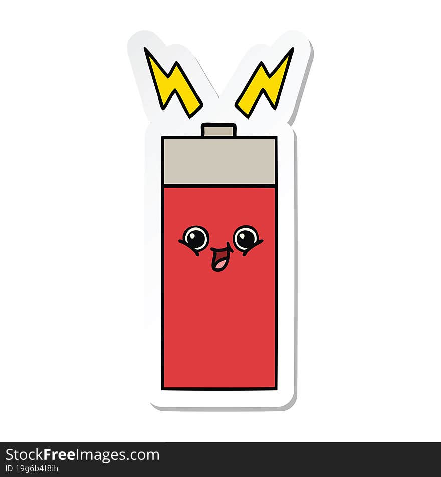 sticker of a cute cartoon battery