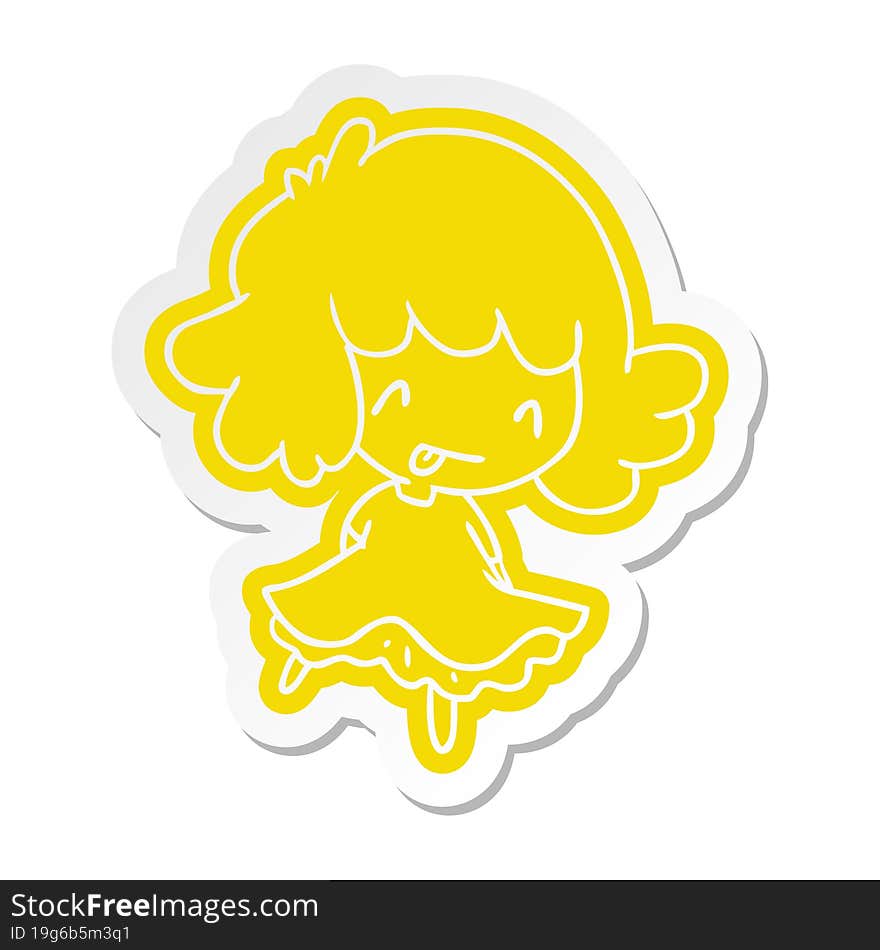 Cartoon Sticker Of A Cute Kawaii Girl