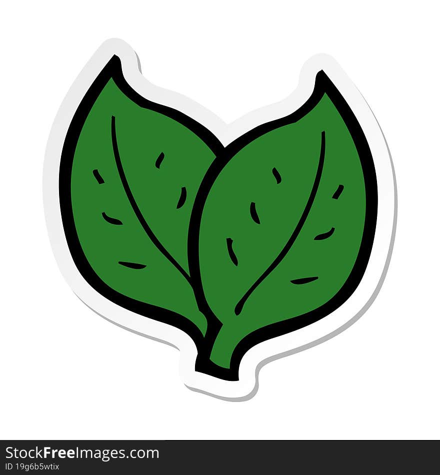 Sticker Of A Cartoon Leaf