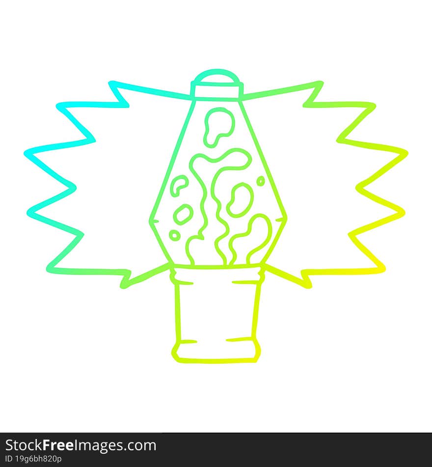 cold gradient line drawing of a cartoon lava lamp