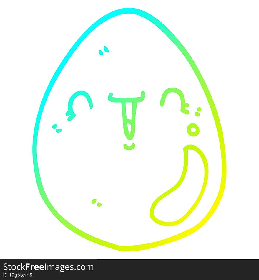 Cold Gradient Line Drawing Cartoon Egg