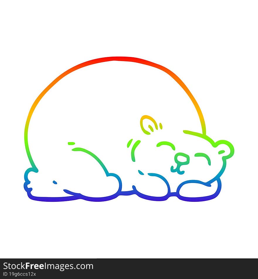 rainbow gradient line drawing cartoon happy polar bear sleeping